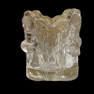 Vintage Square Glass Angel Wings Candle Holder Votive Tea-light or 2" Round